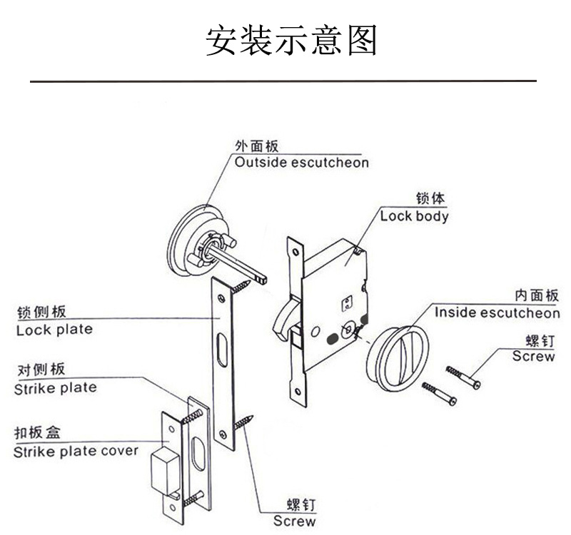 樂朗五金RSL-608BK 方形移門鎖